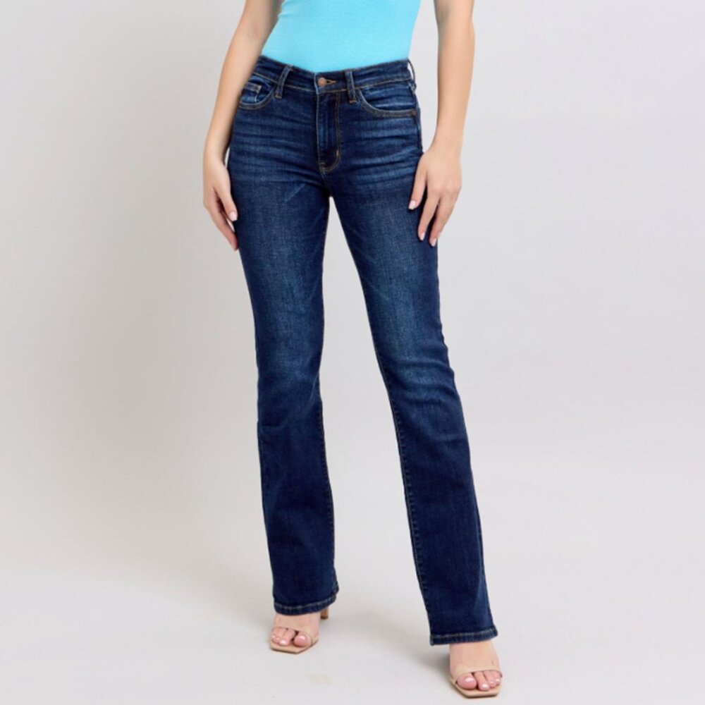 Judy Blue Mid Rise Dark Wash Bootcut Jeans - Picture 2 of 4